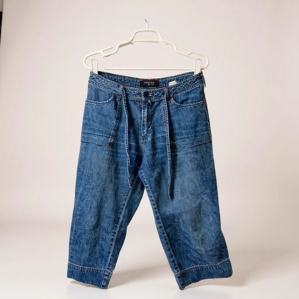 Riveted by Lee Drawstring Waist Cropped Wide Leg Jeans Blue Denim‎ Womens